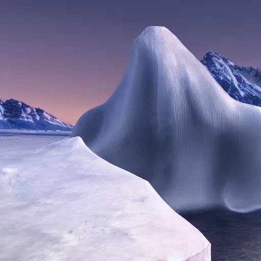 Prompt: A glacier with an ice cone hat, ultra realistic, ultra detailed, award winning, 8K, concept art