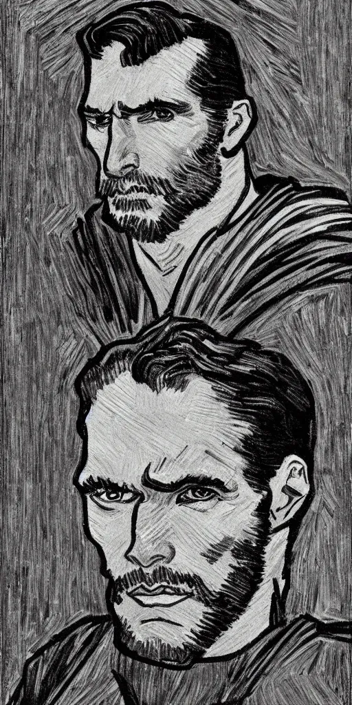 Prompt: A portrait of Superman, in the style of Vincent van Gogh