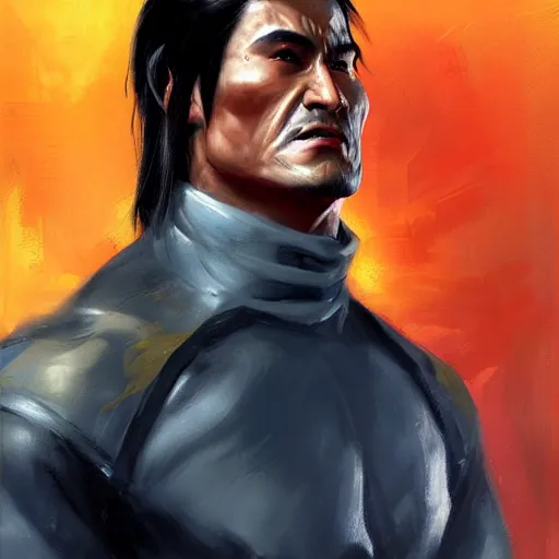 Prompt: greg manchess portrait painting of liu kang from mortal kombat as overwatch character, medium shot, asymmetrical, profile picture, organic painting, sunny day, matte painting, bold shapes, hard edges, street art, trending on artstation, by huang guangjian and gil elvgren and sachin teng