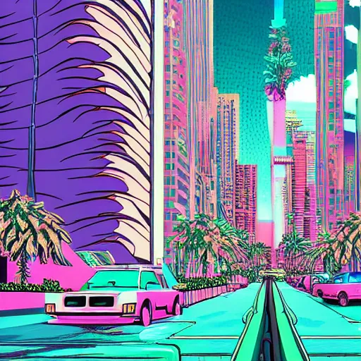 Image similar to vaporwave jungle city donald trump