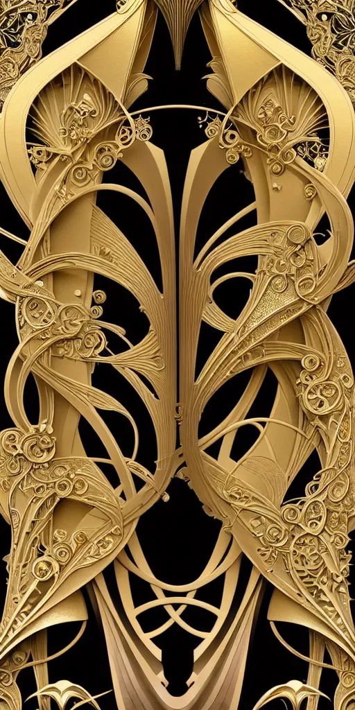 Image similar to the source of future growth dramatic, elaborate emotive Art Nouveau styles to emphasise beauty as a transcendental, seamless pattern, symmetrical, large motifs, 8k image, supersharp, metallic reflective surfaces, glittery iridescent and black colors with gold accents, perfect symmetry, pearlescent, High Definition, sci-fi, Octane render in Maya and Houdini, light, shadows, reflections, photorealistic, masterpiece, smooth gradients, high contrast, 3D, no blur, sharp focus, photorealistic, insanely detailed and intricate, cinematic lighting, Octane render, epic scene, 8K