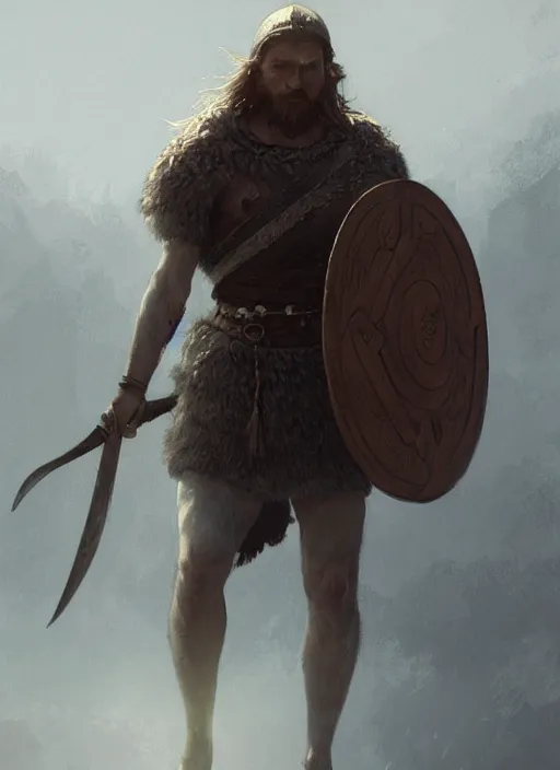 Image similar to A male Viking, highly detailed, digital painting, artstation, concept art, sharp focus, illustration, art by greg rutkowski and alphonse mucha
