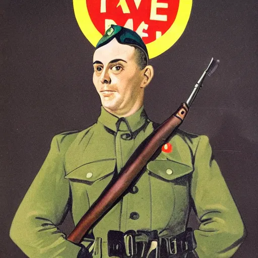 Image similar to french soldier on a propaganda poster from world war 2