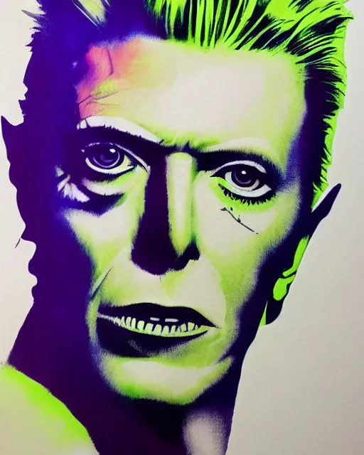 Image similar to David Bowie in Inkwork painting style