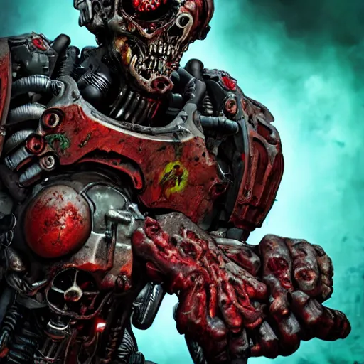 Image similar to zombie cyborg, doom eternal, photography