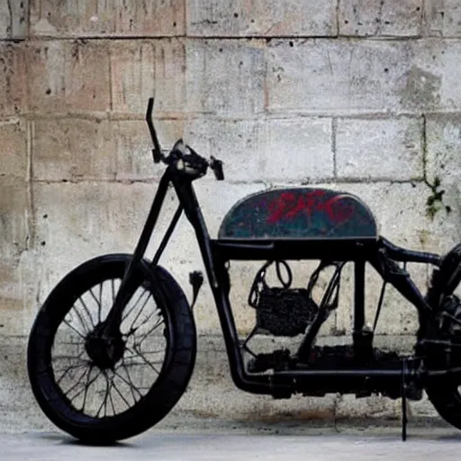 Image similar to A motorcycle designed by Banksy