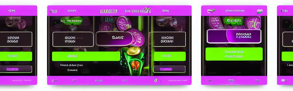 Image similar to purple and green slots casino interface, material design