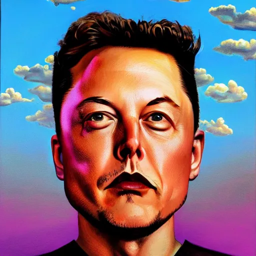 Image similar to Surrealist Portrait painting of Elon Musk, futuristic