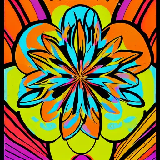 Image similar to psychedelic, flower child, 7 0 s, graphic design poster, bold, organic