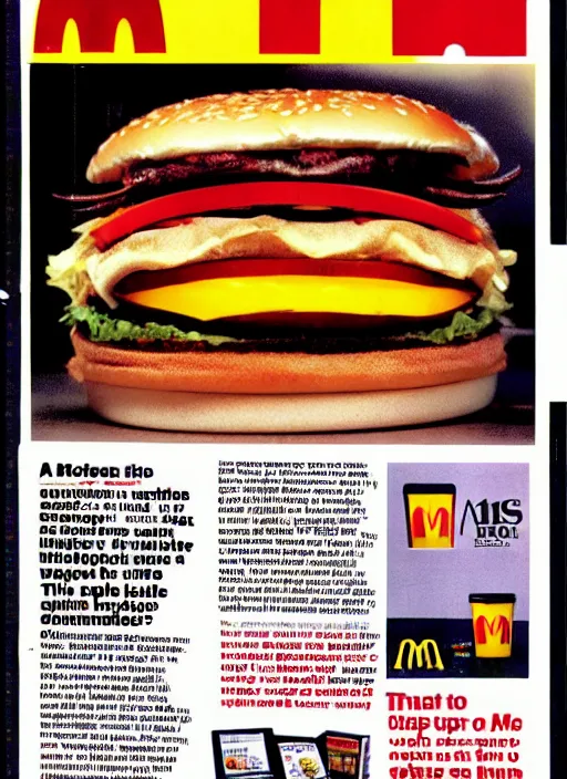 Image similar to a 1 9 9 9 magazine page with ads for mcdonalds and spiders, a full page magazine scan, hd