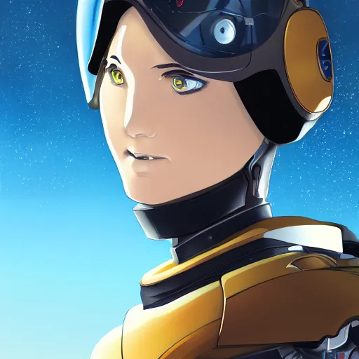 Image similar to portrait of robot pilot george patton, anime fantasy illustration by tomoyuki yamasaki, kyoto studio, madhouse, ufotable, trending on artstation
