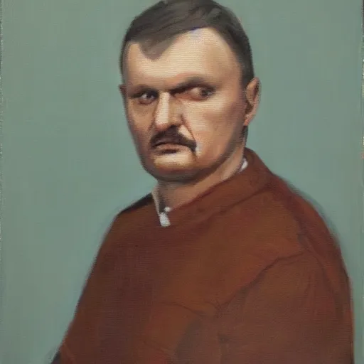 Prompt: portrait of Jarosław Kaczyński, oil on canvas