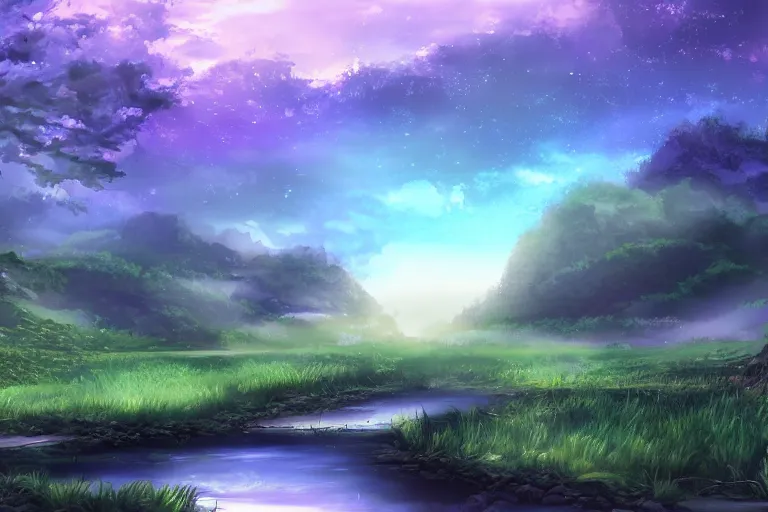 Image similar to mystical scenery , by Sakimori, digital art, pixiv scenery art