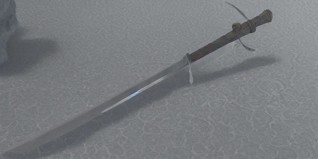 Prompt: Full Katana with Water Blade made only out of flowing and only Water, artstyle from Rzky Dar, the blade is made out of steel with a dragon sigil, a water stream goes like spiral around the blade, white background, raytracing, blade is replaced with water, blade is replaced with water