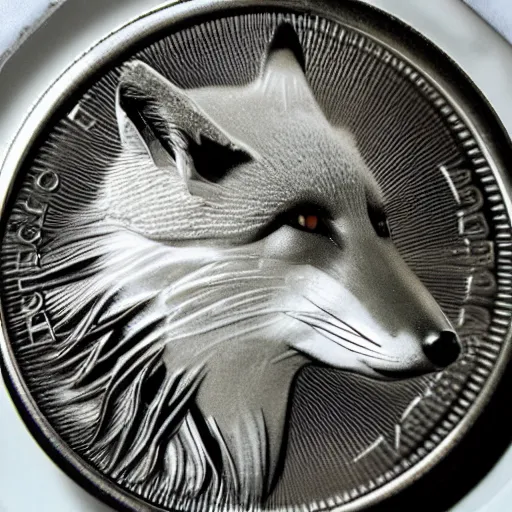 Image similar to a commemorative silver coin depicting a noble fox, today's featured numismatics photography 1 6 k