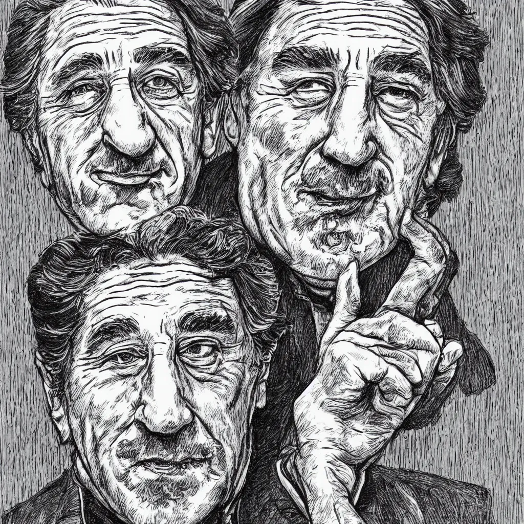 Image similar to a portrait of Robert Deniro drawn by Robert Crumb