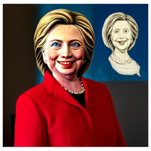 Image similar to lifelike renaissance painting of hillary clinton in a frilly dress