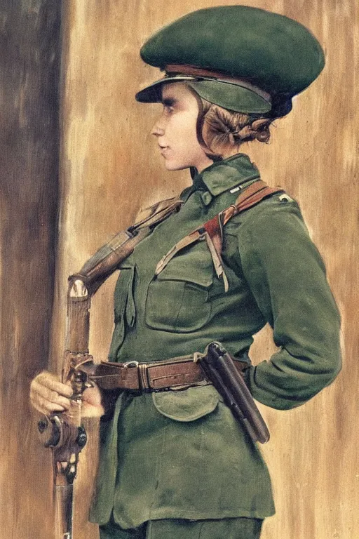 Image similar to beautiful portrait of a young ukranian female soldier, frank miller