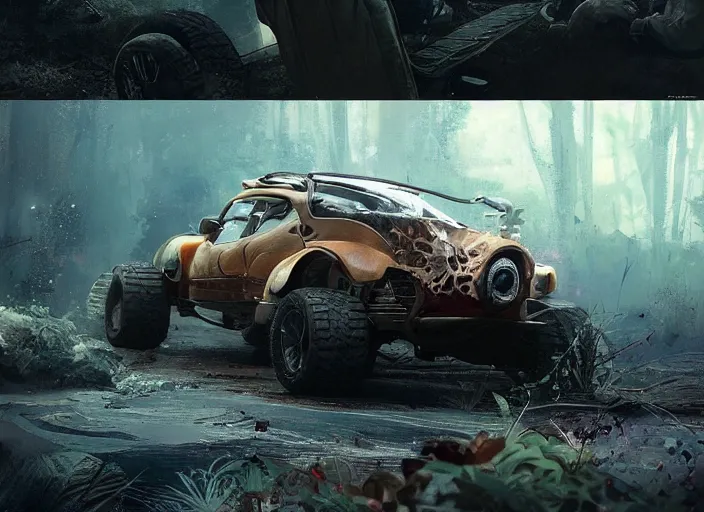 Image similar to a beautiful concept design of an old car converted into offroad sport. car design by cory loftis, fenghua zhong, ryohei hase, ismail inceoglu and ruan jia, henrik fisker and bruce kaiser and scott robertson and dmitry mazurkevich and doruk erdem and jon sibal, volumetric light.