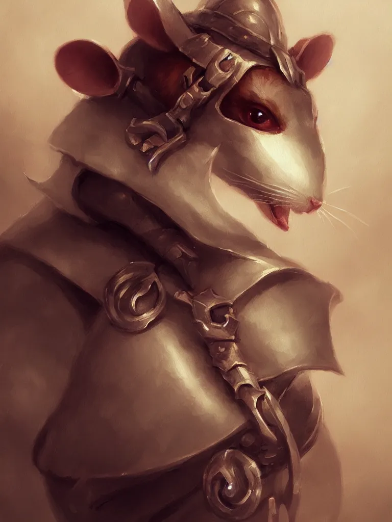 Image similar to portrait of a cute mouse as knight in the style of charlie bowater, oil painting