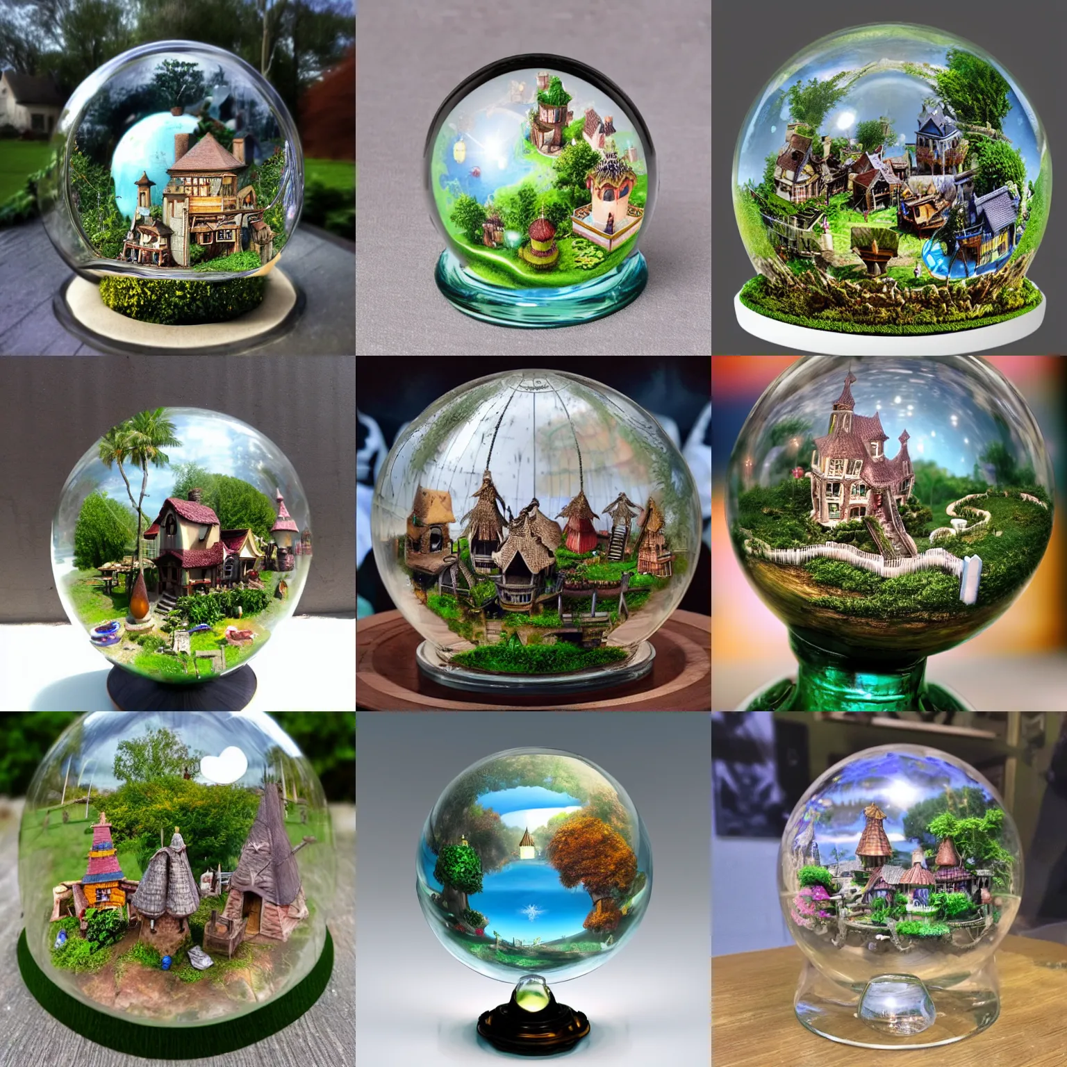 Prompt: fantasy village in a glass globe