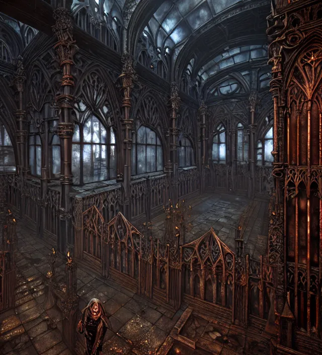 Image similar to steam necropolis, memento mori, gothic, neo - gothic, art nouveau, hyperdetailed copper patina medieval icon, stefan morrell, philippe druillet, ralph mcquarrie, concept art, steampunk, unreal engine, detailed intricate environment, octane render, moody atmospherics, volumetric lighting, ultrasharp, ominous, otherworldly