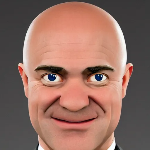 Image similar to Fredrik Reinfeldt as a muppet, photorealistic