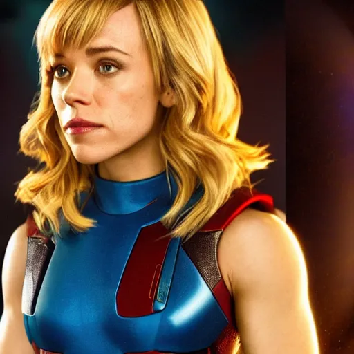 Image similar to rachel mcadams playing the role of samus in the new metroid movie, film still, 4 k, highly detailed, dramatic lighting