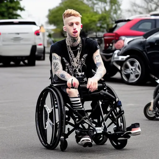 Image similar to machine gun kelly in a wheelchair