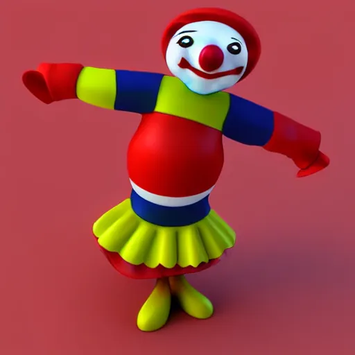 Image similar to poorly rendered 3 d clown