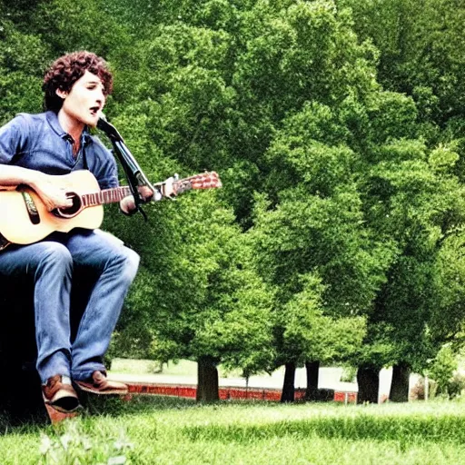 Image similar to Tim Buckley singing in a park, Cinematography by Roger Deakins