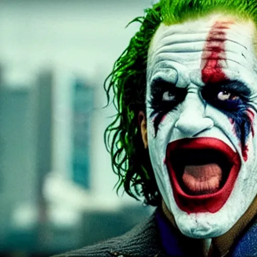 Image similar to film still of Mel Gibson as joker in the new Joker movie