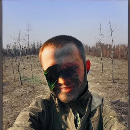 Image similar to the last selfie taken in ukraine after the nuclear war