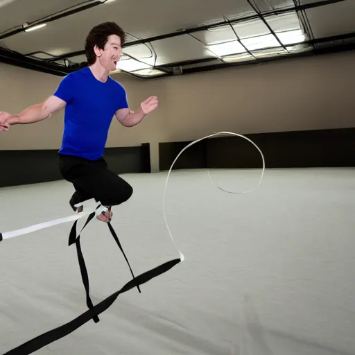 Prompt: joel osteen jumping rope, photograph 4 k