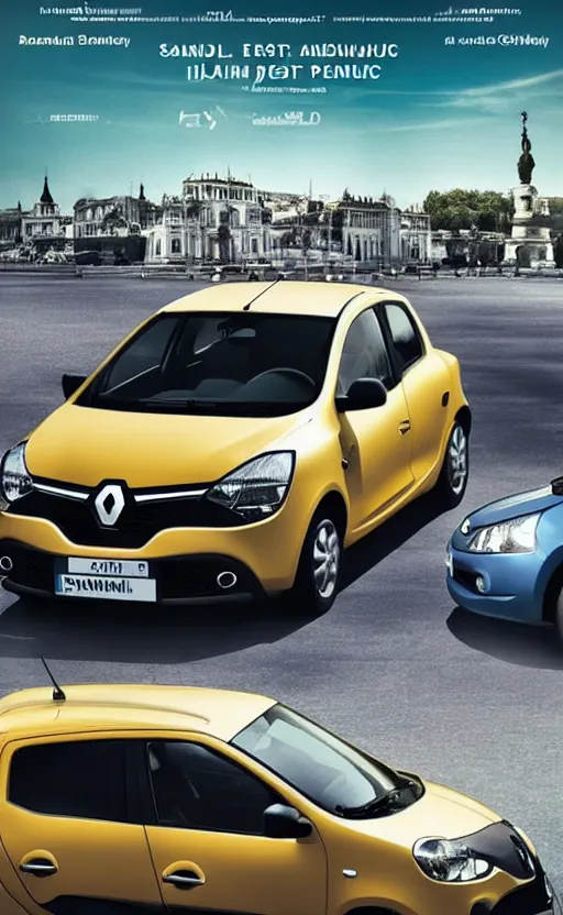 Image similar to Renault sandero in east European city. Film poster. Epic cinematic