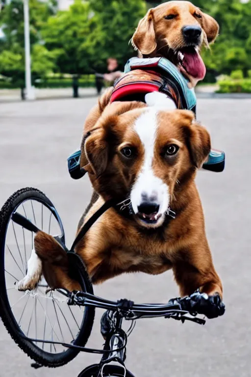 Image similar to dog riding a bike