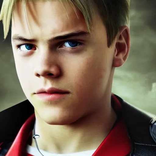 Image similar to photo portrait of young Di Caprio as Edward Elric, cinematic light, full metal alchemist, movie, 4K