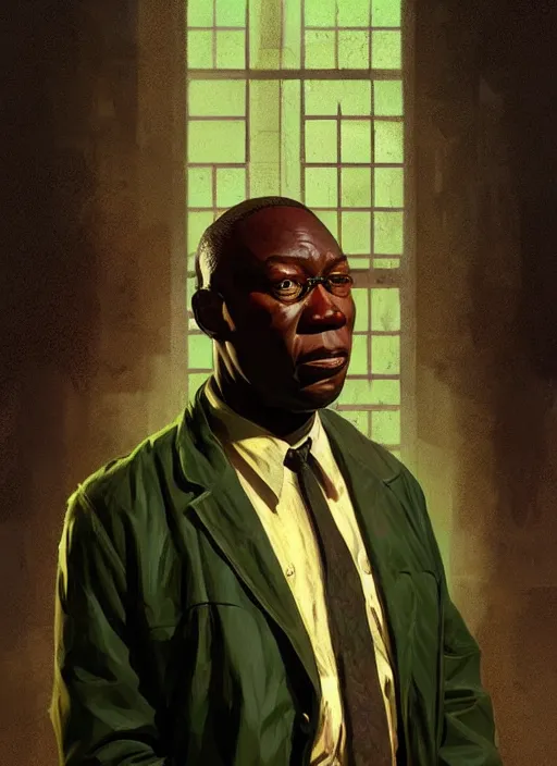 Image similar to george floyd in the green mile, highly detailed, digital painting, artstation, concept art, matte, sharp focus, illustration, true anatomy, art by artgerm and greg rutkowski and alphonse mucha