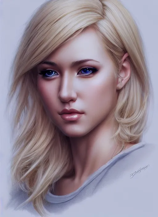 Prompt: photo of a gorgeous young woman with blonde hair in the style of stefan kostic, realistic, sharp focus, 8k high definition, insanely detailed, intricate, elegant, art by stanley lau and artgerm