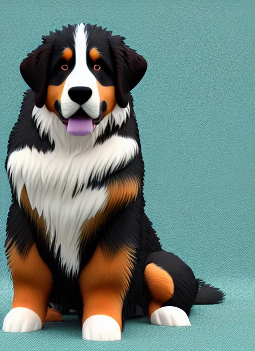 Image similar to photo of a bernese mountain dog wearing a lab coat, highly detailed, sharp focus, octane render