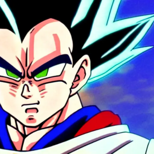 Image similar to still of vegeta powering up in dbz, anime, art by akira toriyama