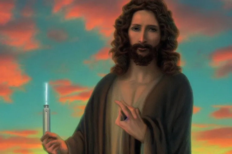 Prompt: Vape Lord Jesus by Beeple 4K