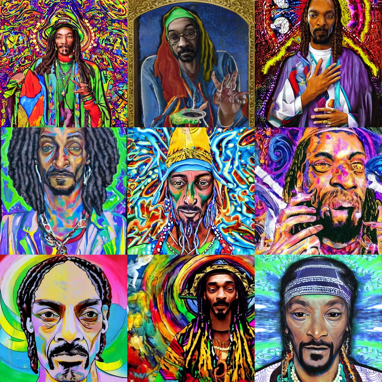 Prompt: snoop dogg as a religious piece of art, psychedelic art