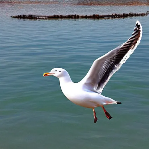 Image similar to a seagull evolved to live underwater