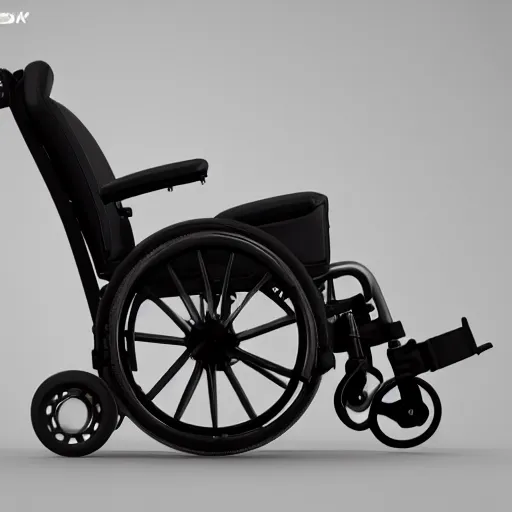 Image similar to a 3d render of a cyberpunk wheelchair, ultra detailed, realism, 8k, octane render, unreal engine