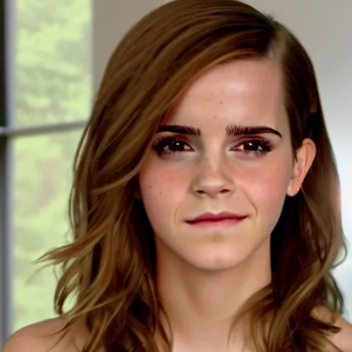 Image similar to A still of Emma Watson as Kim Kardashian