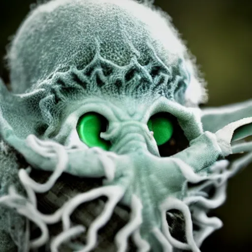 Image similar to baby cthulhu, macro photograph with shallow dof, adorable, freaky