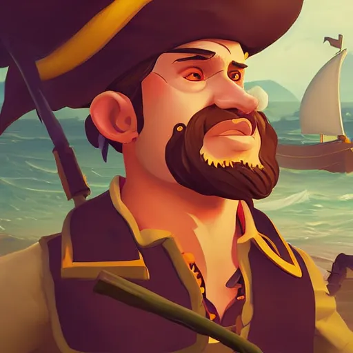 Image similar to painting jack the pirate on sea of thieves game avatar hero smooth face median photoshop filter cutout vector behance hd by jesper ejsing, by rhads, makoto shinkai and lois van baarle, ilya kuvshinov, rossdraws, illustration, art by ilya kuvshinov and gustav klimt