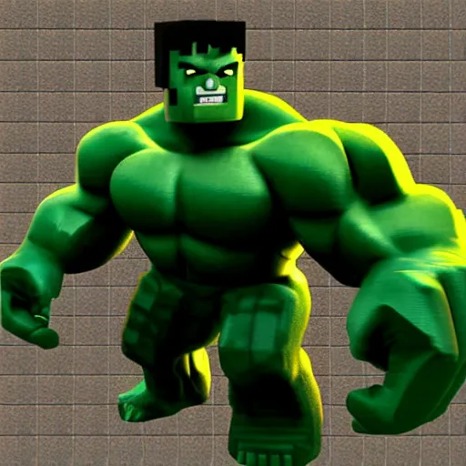 Image similar to the incredible hulk, in minecraft