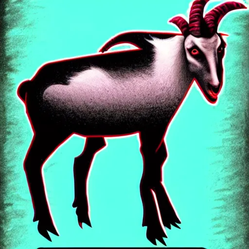 Image similar to graphic illustration, creative design, marilyn manson as a goat, biopunk, francis bacon, highly detailed, hunter s thompson, concept art
